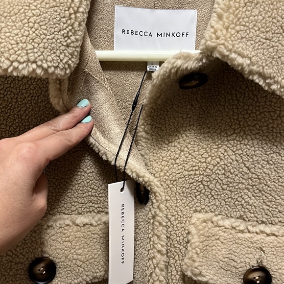 NWT Rebecca Minkoff Harper Wool Plush Button Down Coat L - Picture 10 of 13